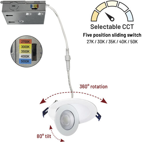 M-Curve Matte Powder White Recessed, Selectable CCT