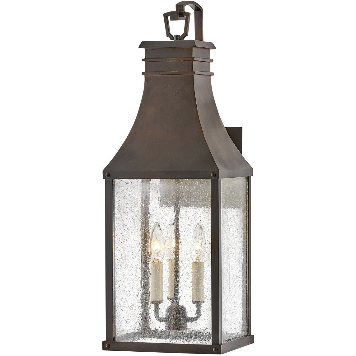 Heritage Beacon Hill Outdoor Wall Mount Lantern in Blackened Copper, Large