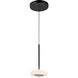 Stephord Pendant Ceiling Light in Black, Frosted Glass Shade