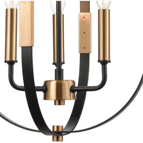 Heathrow 3 Light 14 inch Matte Black with Satin Brass Pendant Ceiling Light