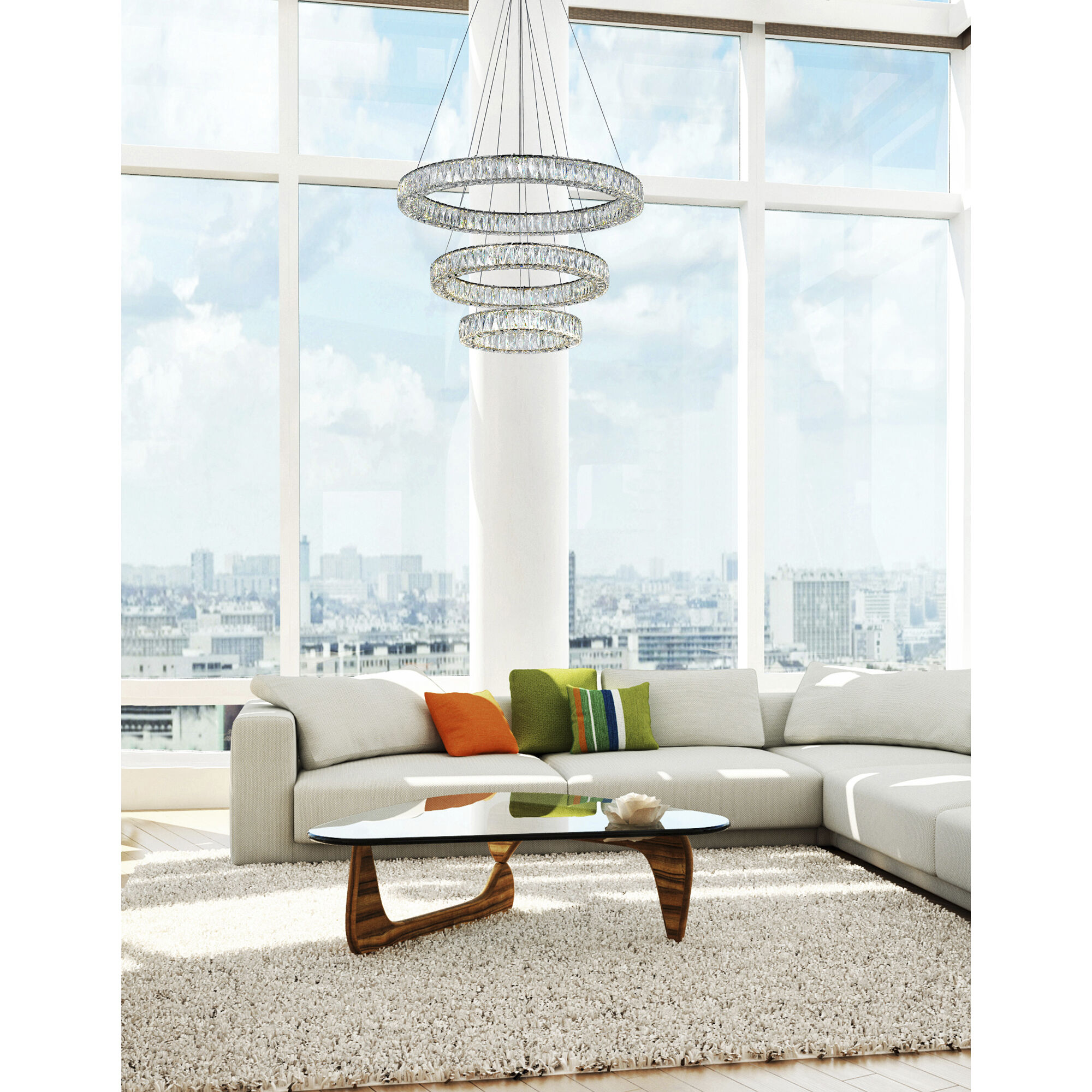 Madeline LED 32 inch Chrome Down Chandelier Ceiling Light