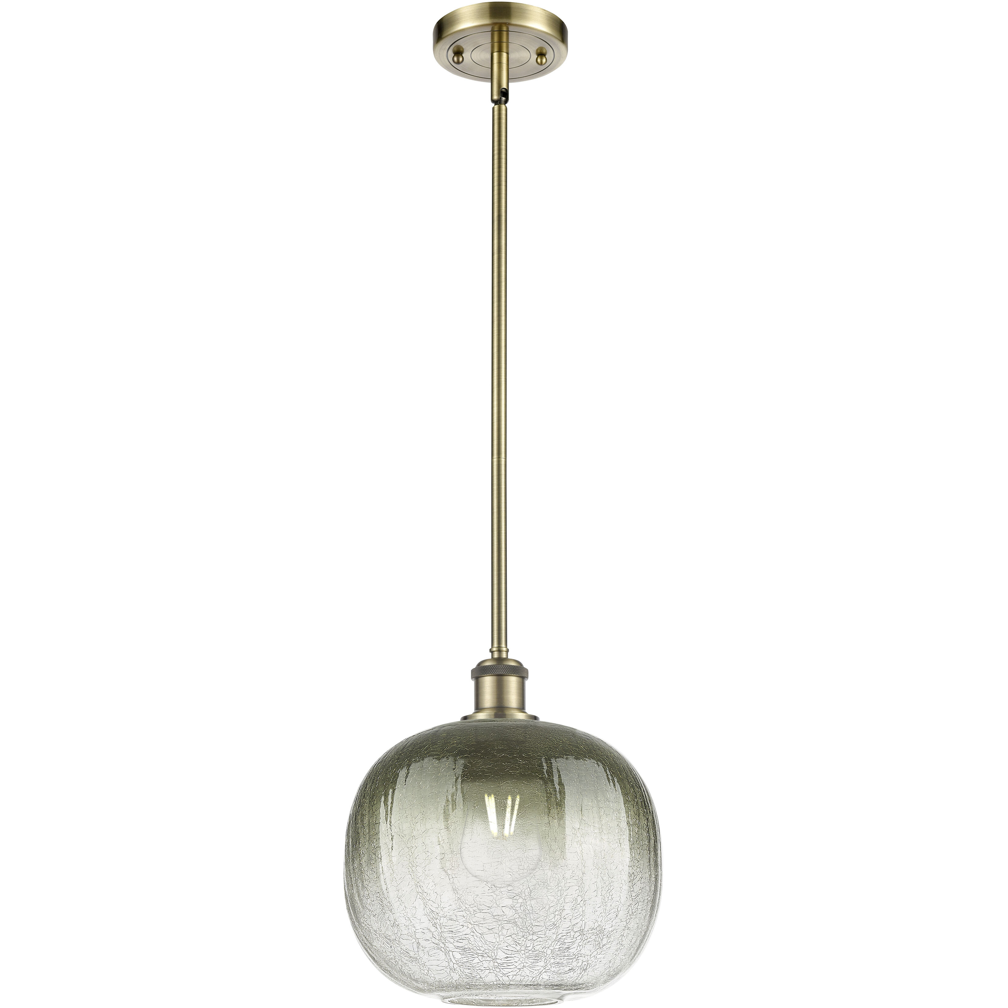 Ballston Brookhaven Sphere 1 Light 10.5 inch Antique Brass Mini Pendant Ceiling Light in Slate Glass