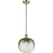 Ballston Brookhaven Sphere 1 Light 10.5 inch Antique Brass Mini Pendant Ceiling Light in Slate Glass