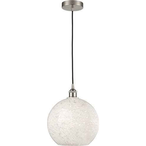 Edison White Mouchette 1 Light 12 inch Brushed Satin Nickel Cord Hung Pendant Ceiling Light