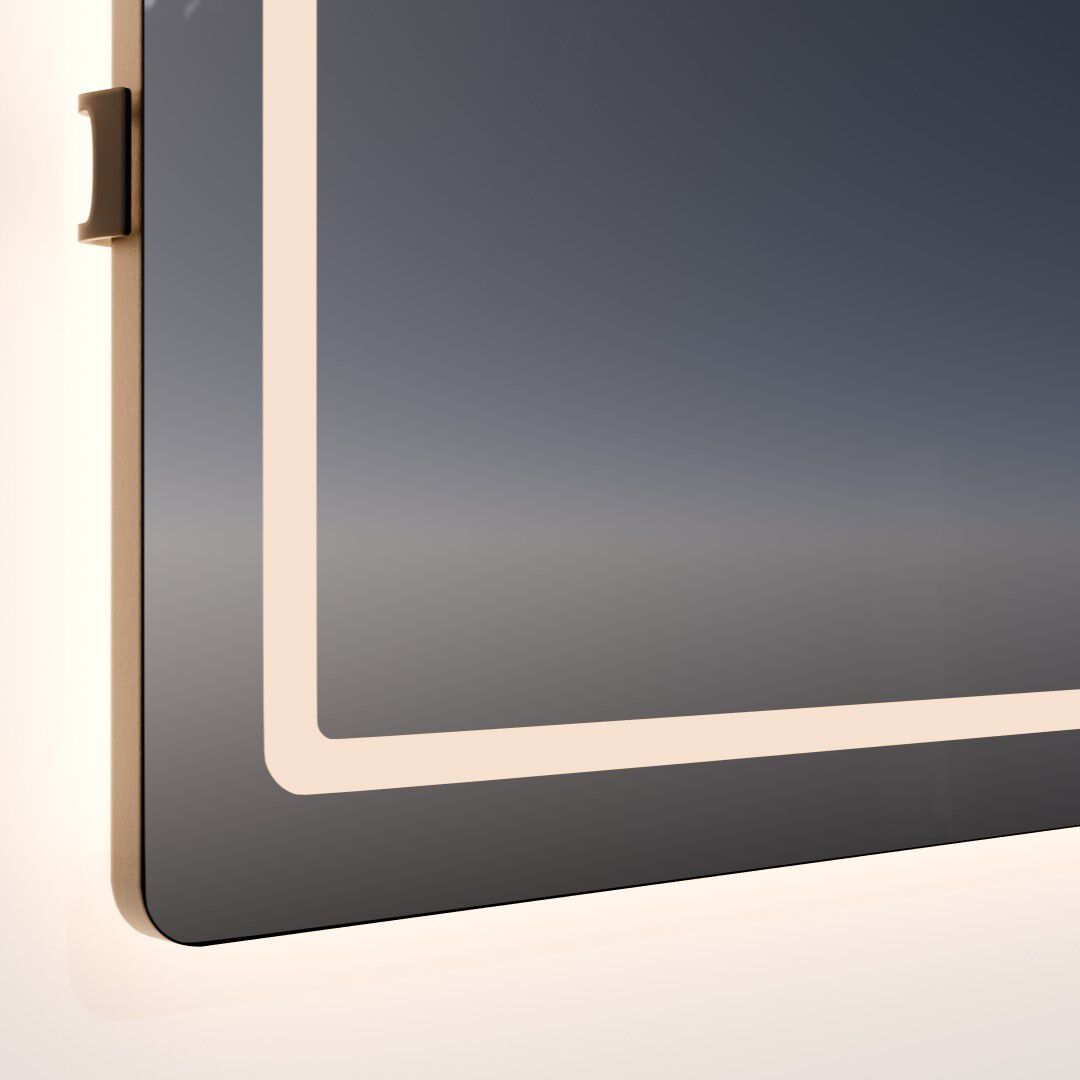 Compact 48 X 36 inch Black LED Lighted Mirror, Vanita by Oxygen