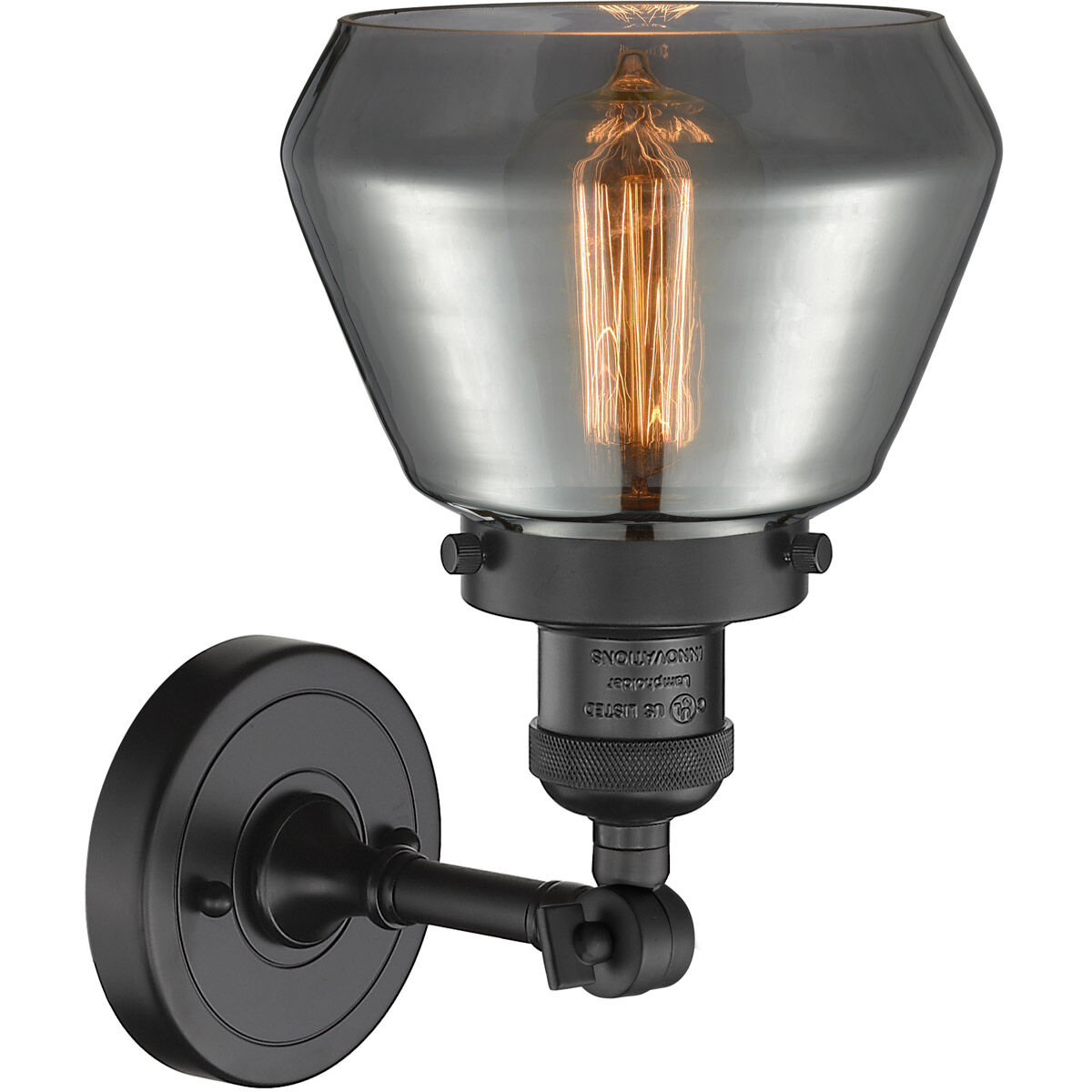 Franklin Restoration Fulton 1 Light 7 inch Matte Black Semi-Flush Mount Ceiling Light in Plated Smoke Glass, Franklin Restoration