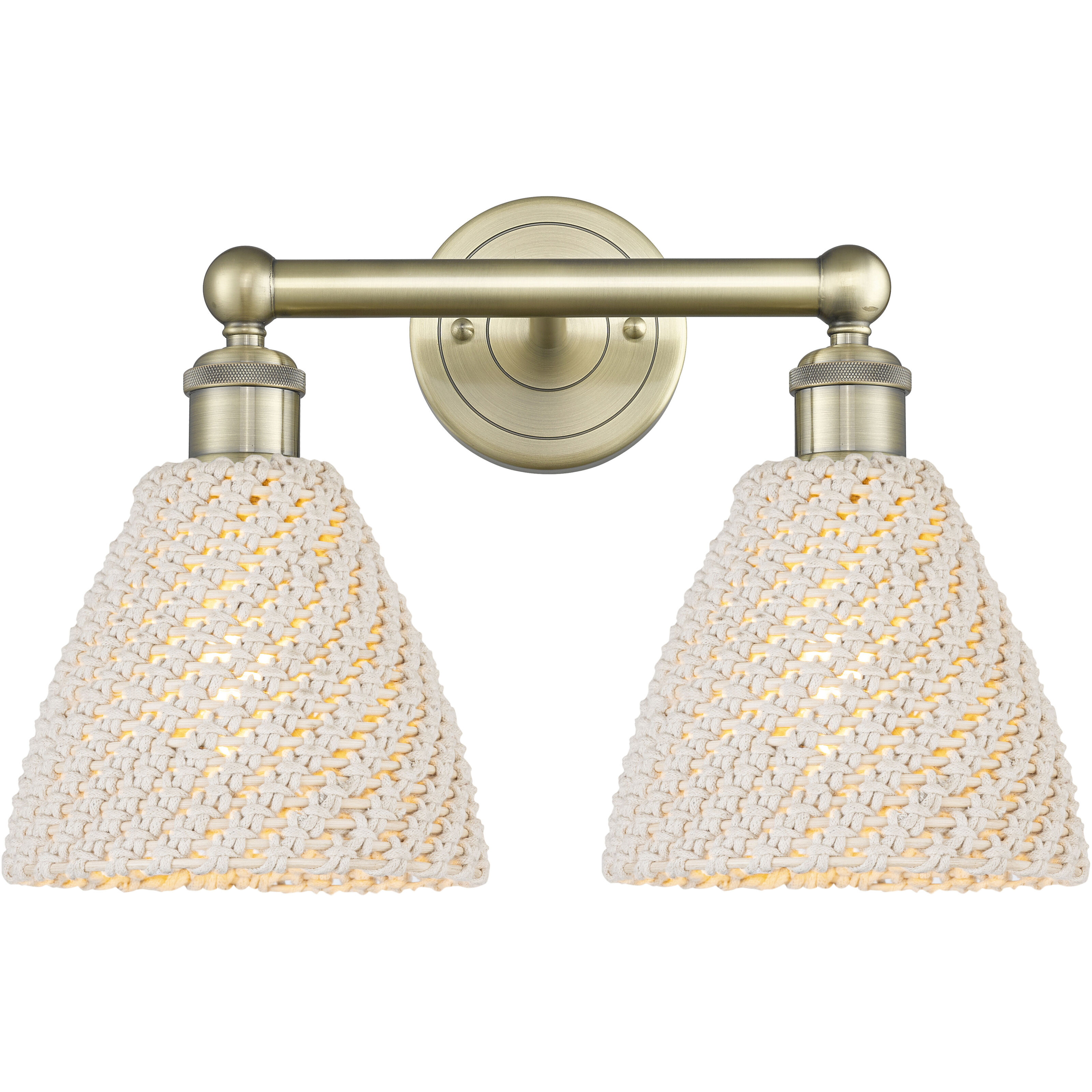 Edison Bristol Natural 2 Light 16.5 inch Antique Brass Bath Vanity Light Wall Light