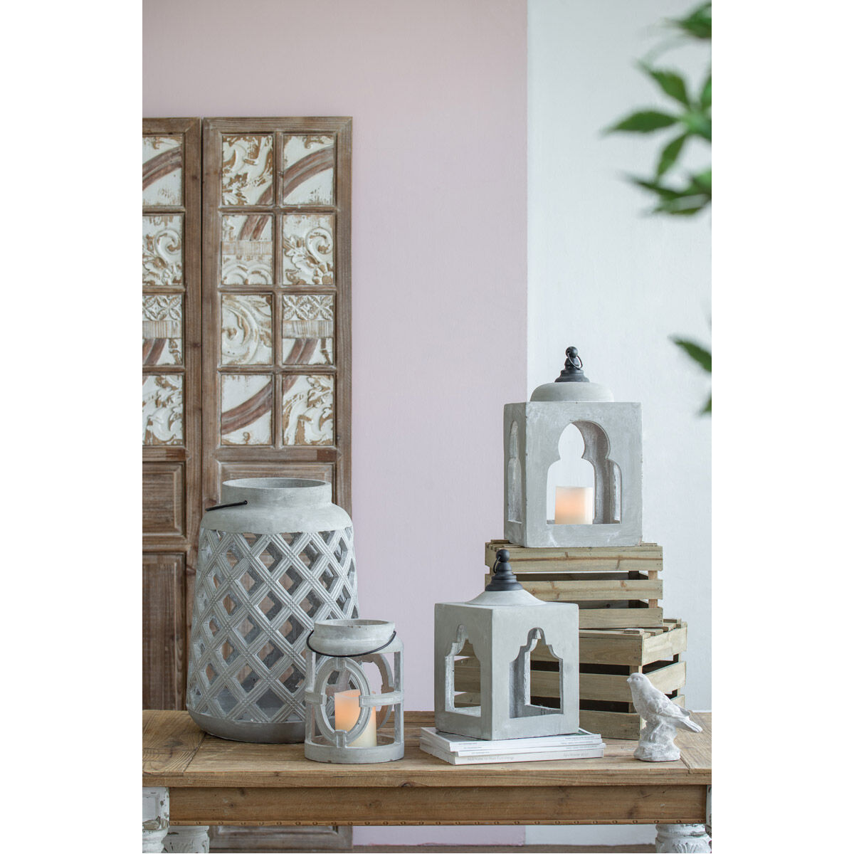 Garden 7.5 inch Gray Lantern