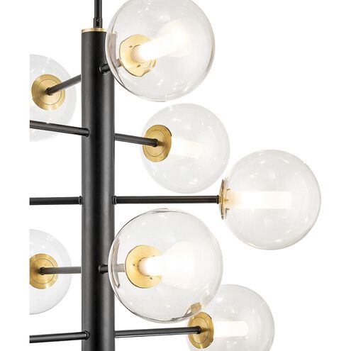 Aurelia 12 Light 33.5 inch Black and Brushed Brass Down Chandeliers Ceiling Light