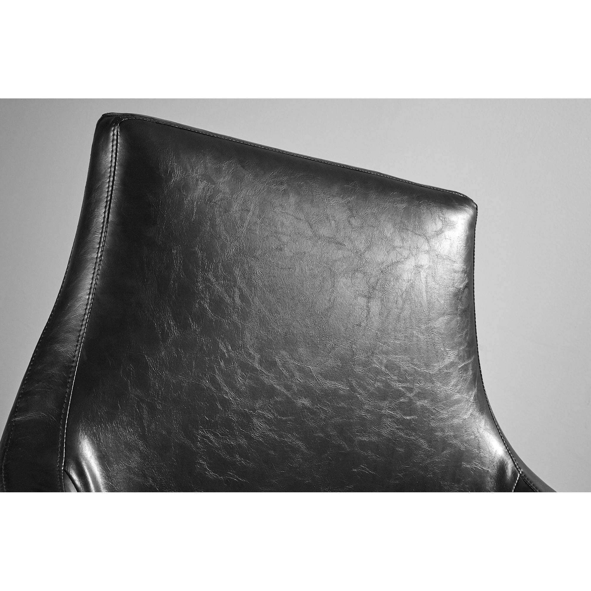 Kendrick Black Distressed PU Leather and Brushed Steel Accent Chair 