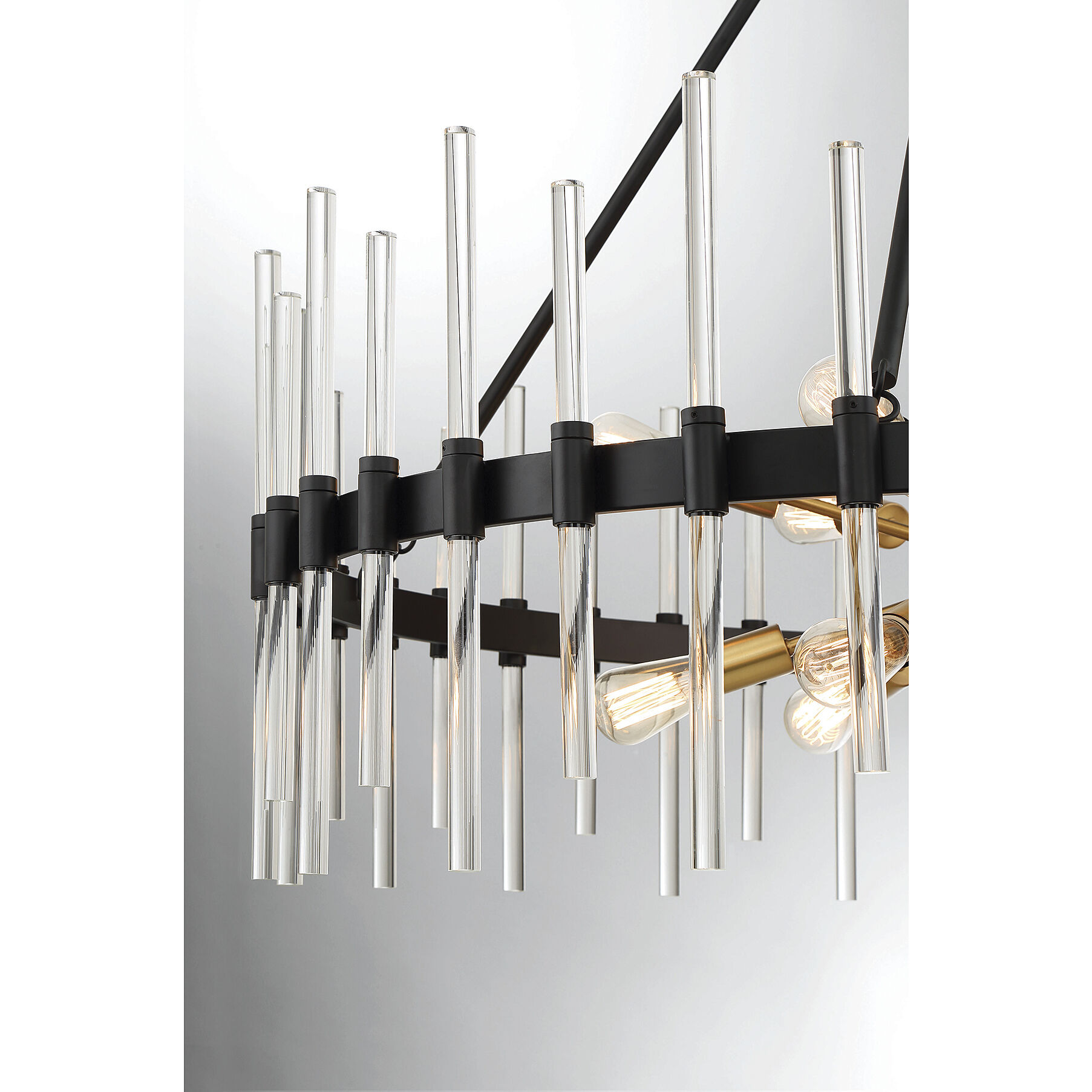 Santiago 12 Light 45 inch Black with Warm Brass Accents Chandelier Ceiling Light