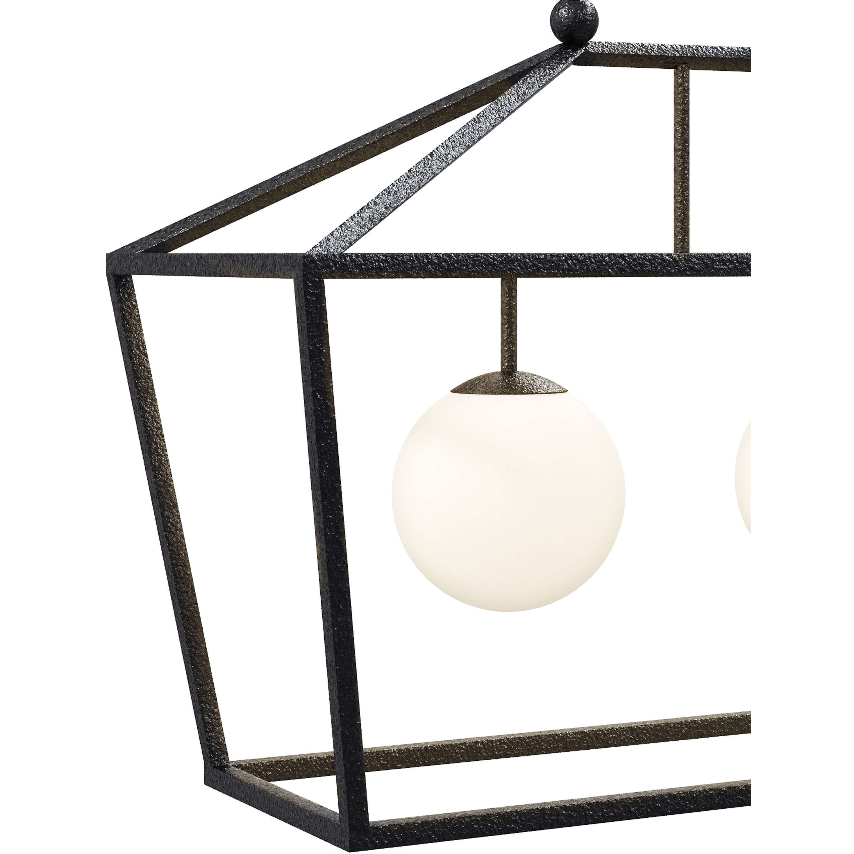 Denison 2 Light 36 inch Black/Frosted White Outdoor Linear Lantern Pendant
