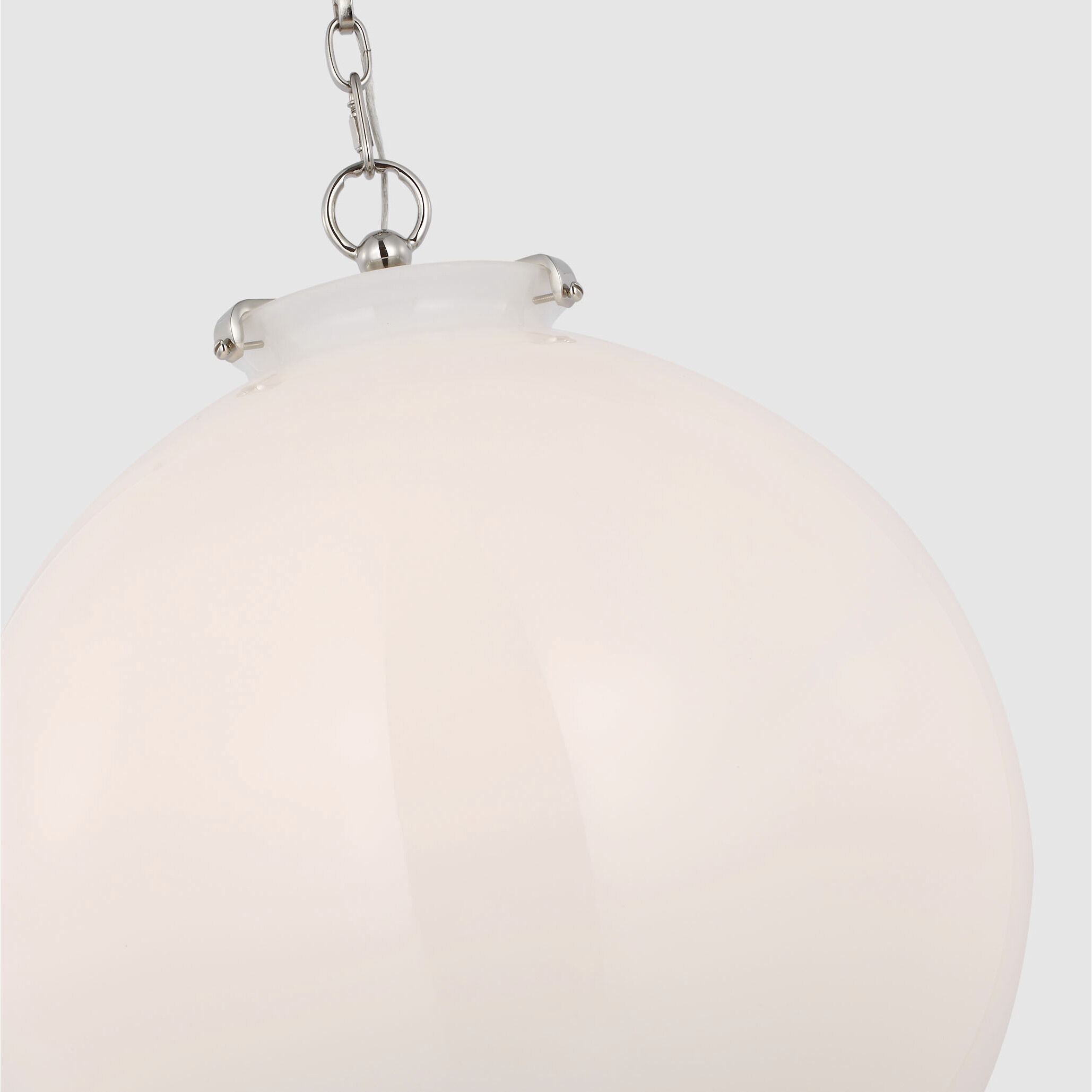 Thomas O'Brien Katie LED 16 inch Polished Nickel Globe Pendant Ceiling Light in White Glass, Large