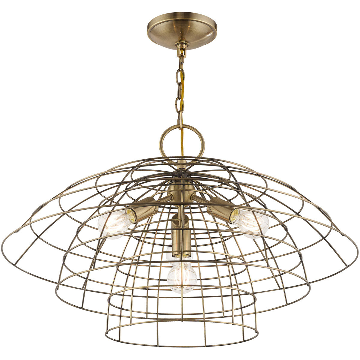 Brooklyn 4 Light 28 inch Antique Brass Chandelier Ceiling Light