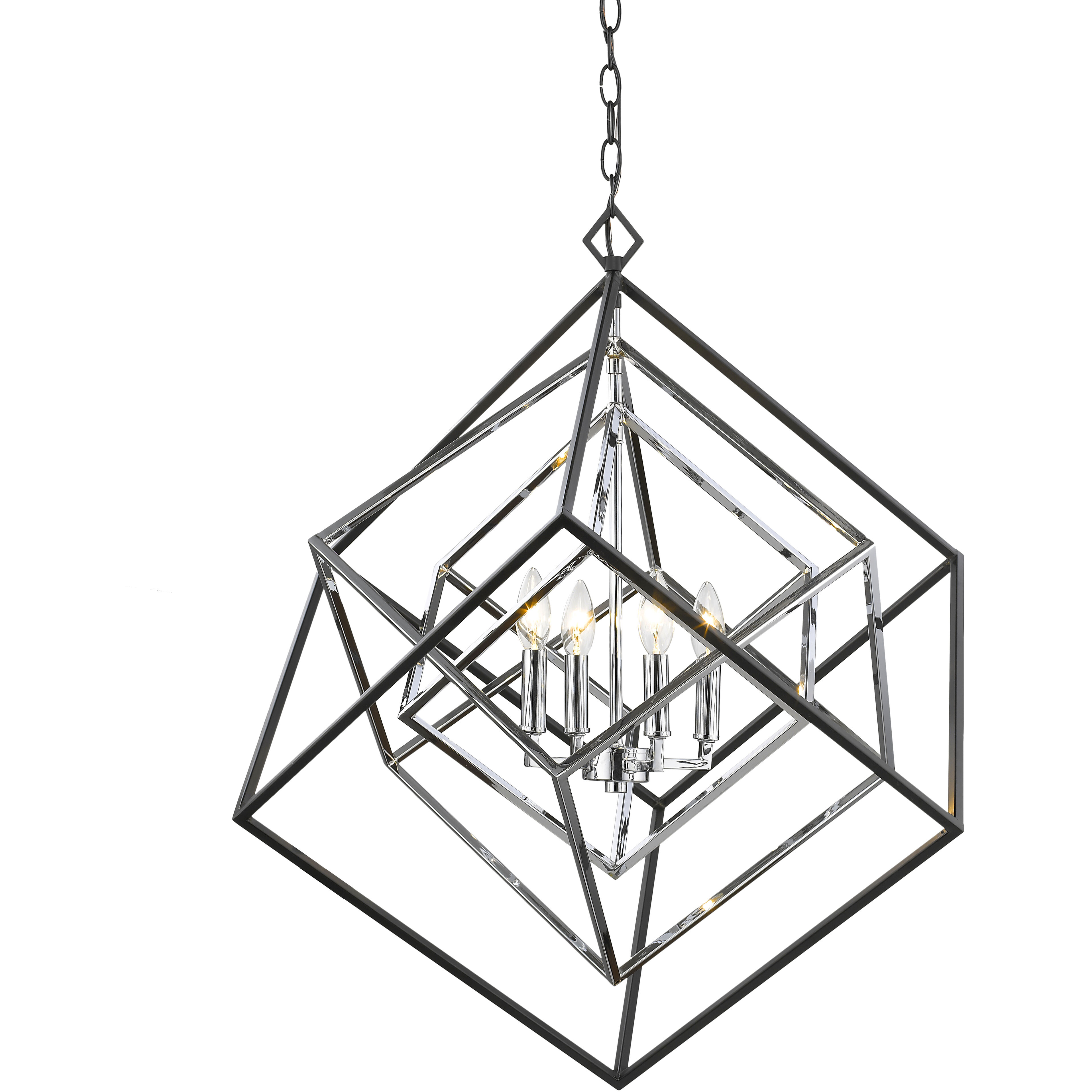 Euclid 4 Light 29.5 inch Chrome and Matte Black Chandelier Ceiling Light