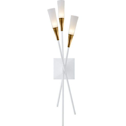 Chapman & Myers Stellar LED 6 inch Matte White and Antique Brass Triple Tail Sconce Wall Light