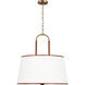 Katie 4 Light 26 inch Time Worn Brass / Saddle Leather Pendant Ceiling Light