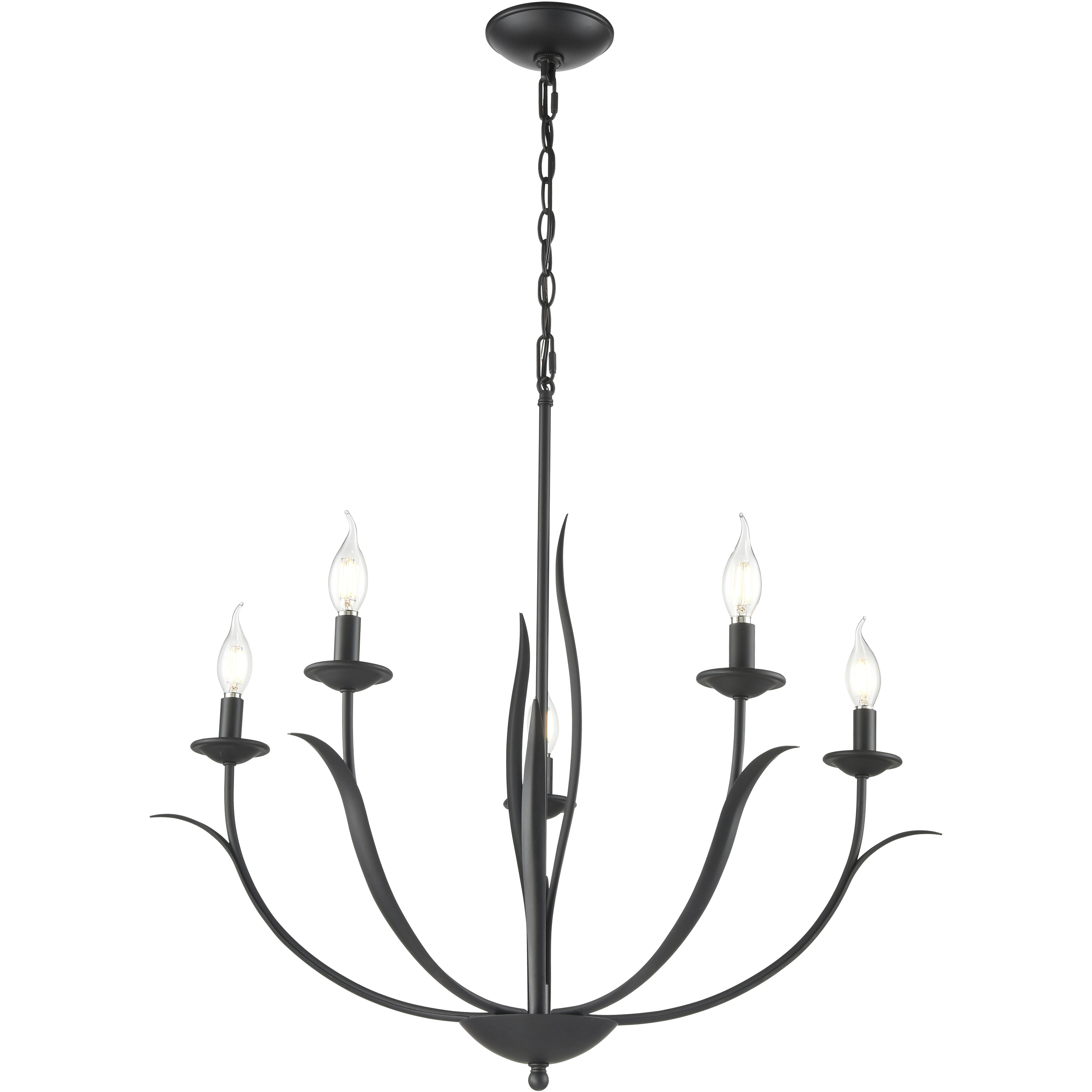 Charlize 5 Light 29.5 inch Matte Black Chandelier Ceiling Light