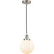 Edison Beacon LED 8 inch Brushed Satin Nickel Mini Pendant Ceiling Light