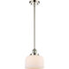 Ballston Large Bell 1 Light 8 inch Polished Nickel Pendant Ceiling Light in Matte White Glass