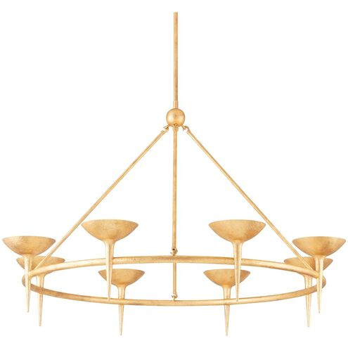 Cecilia 8 Light 47 inch Vintage Gold Leaf Chandelier Ceiling Light