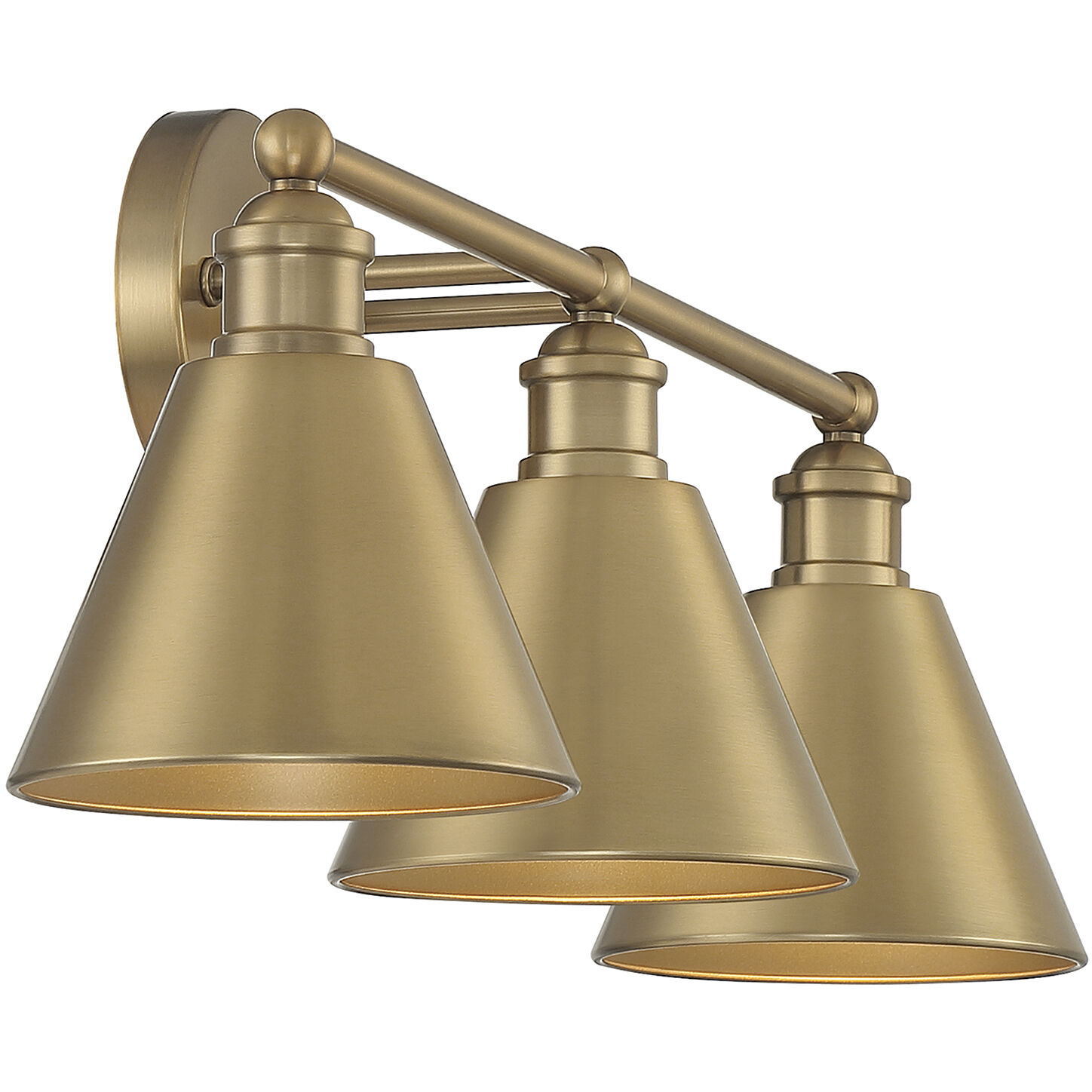 Modern Farmhouse 3 Light 27 inch Natural Brass Bathroom Vanity Light Wall Light