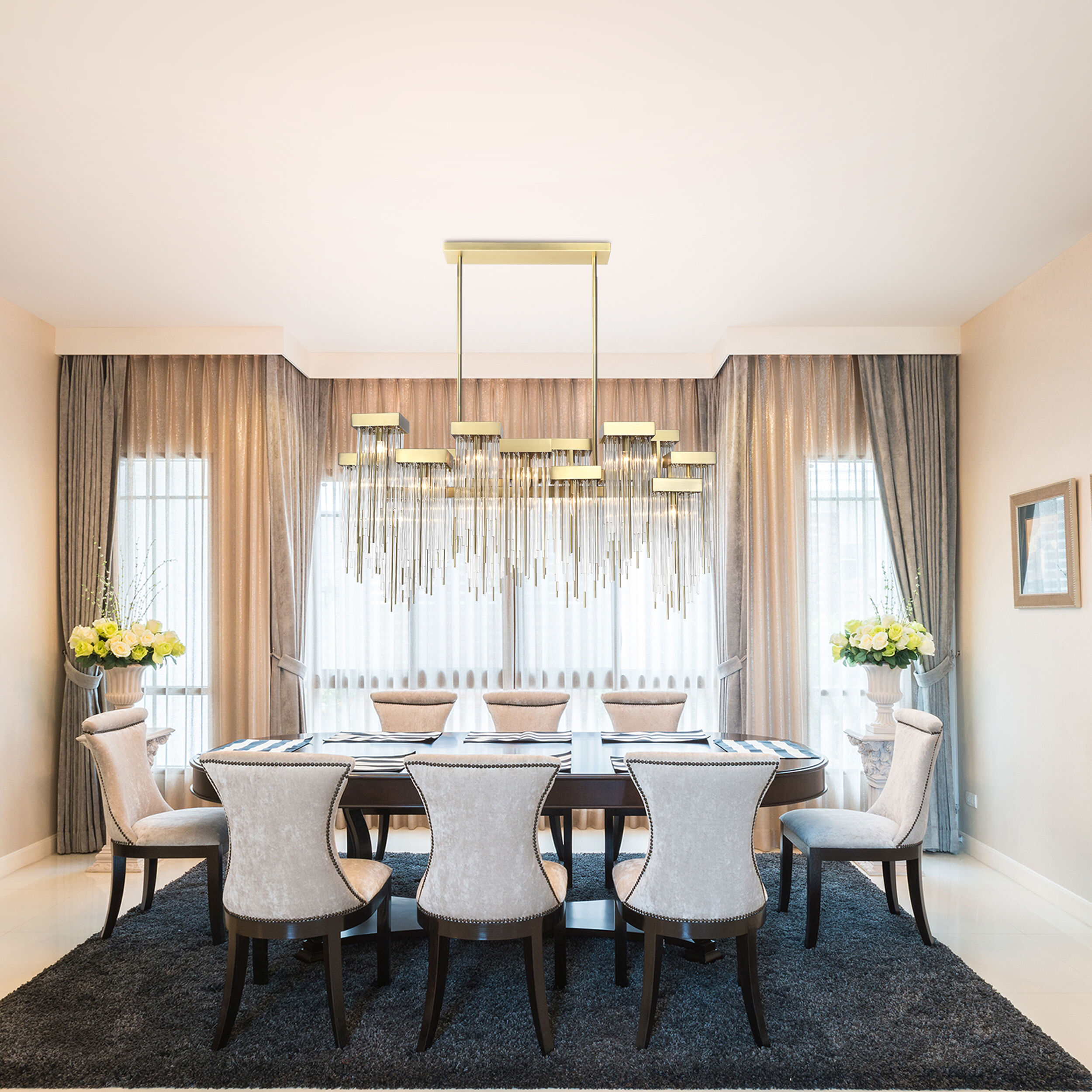 Waterfall 16 Light 23.88 inch Aged Brass Chandelier Ceiling Light