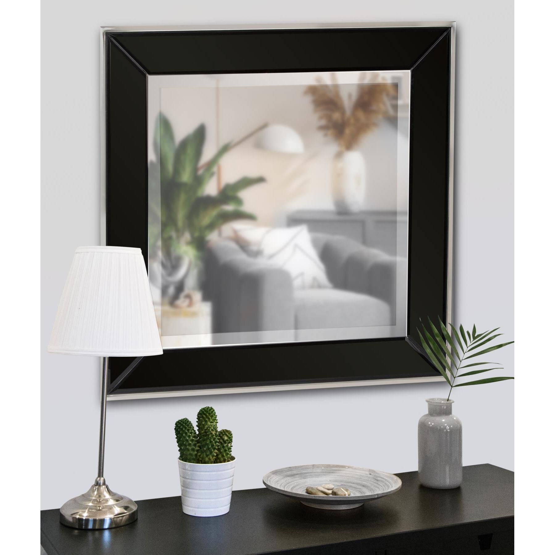 Square Devon 24 X 24 inch Black Mirror