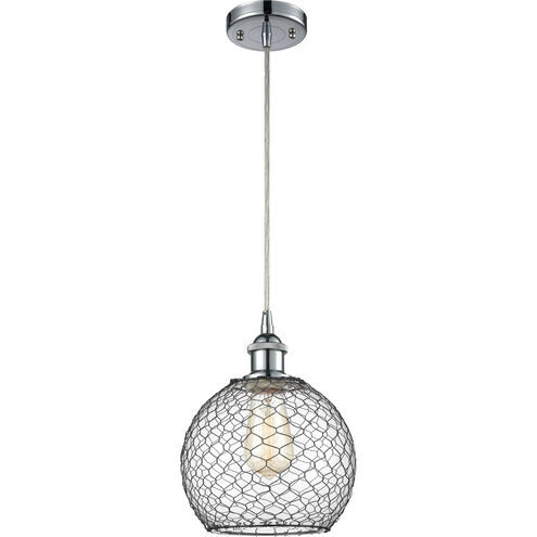 Ballston Farmhouse Chicken Wire LED 8 inch Polished Chrome Mini Pendant Ceiling Light, Ballston