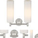 Crown Point 2 Light 13.88 inch Satin Nickel Bath Vanity Light Wall Light in Matte White Glass