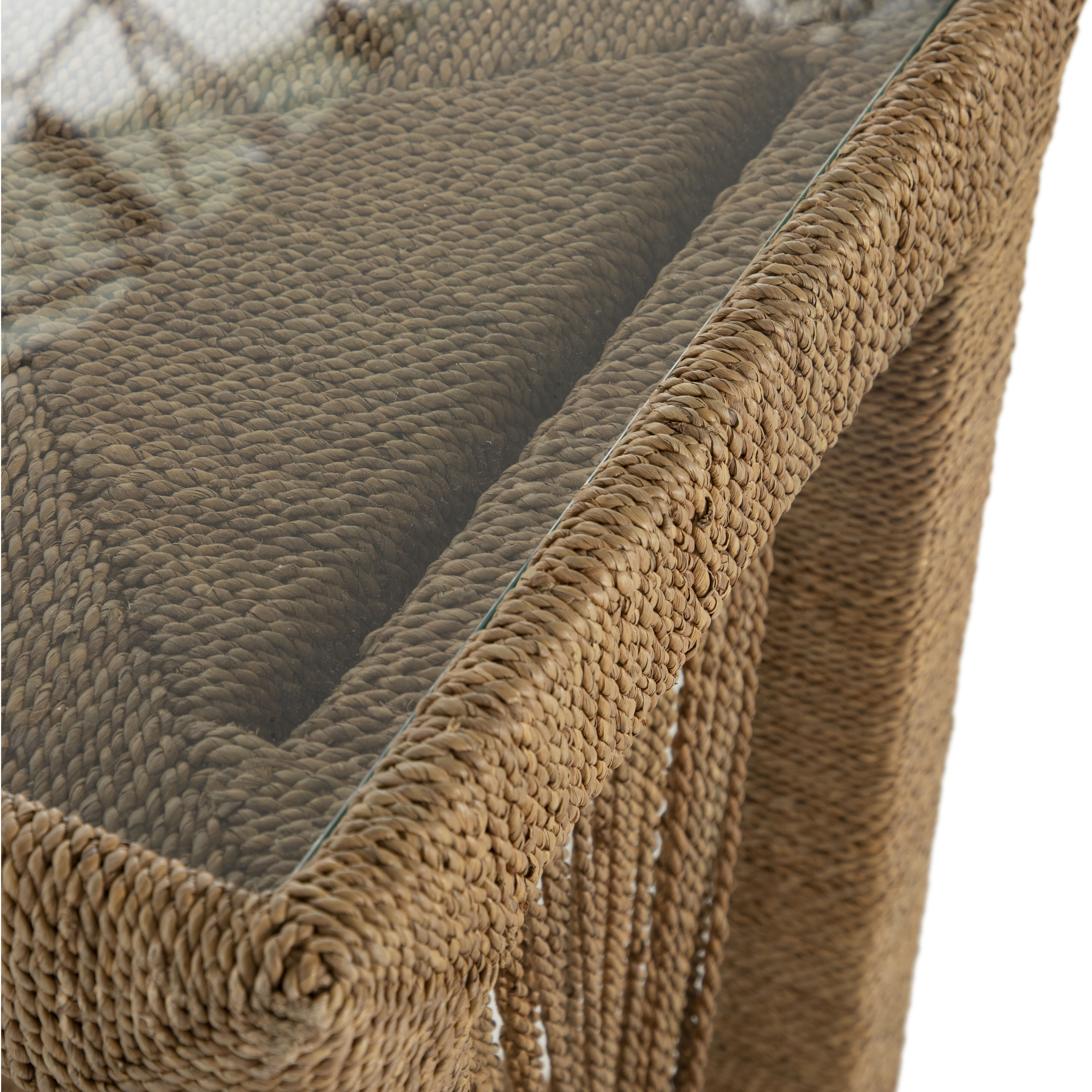 Hutch 70 X 18 inch Natural Seagrass / Tempered Glass Console Table