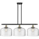 Ballston X-Large Bell LED 36 inch Black Antique Brass Island Light Ceiling Light in Clear Glass