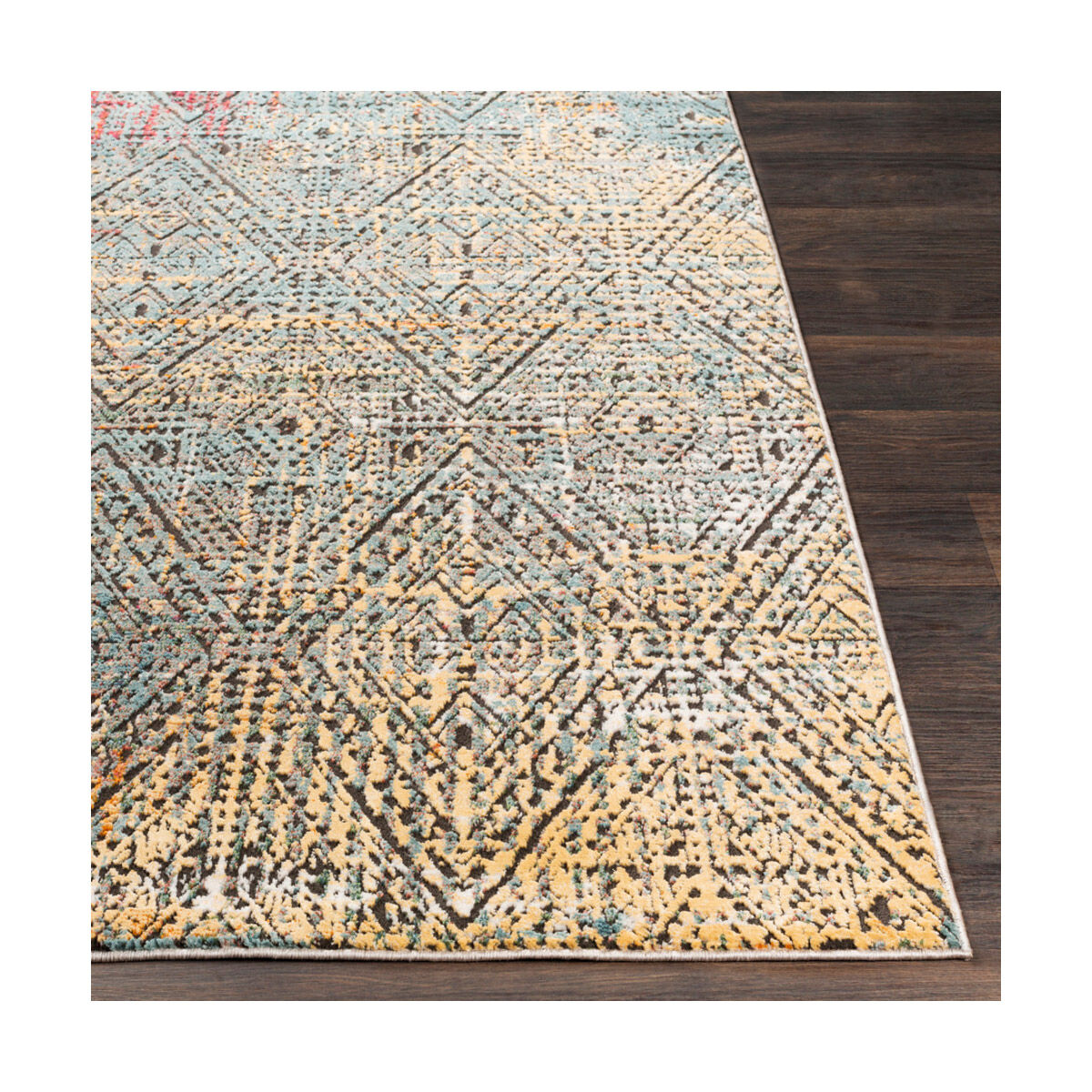 Herati 35 X 24 inch Aqua/Butter/Bright Blue/Dark Green/Bright Orange Rugs, Rectangle