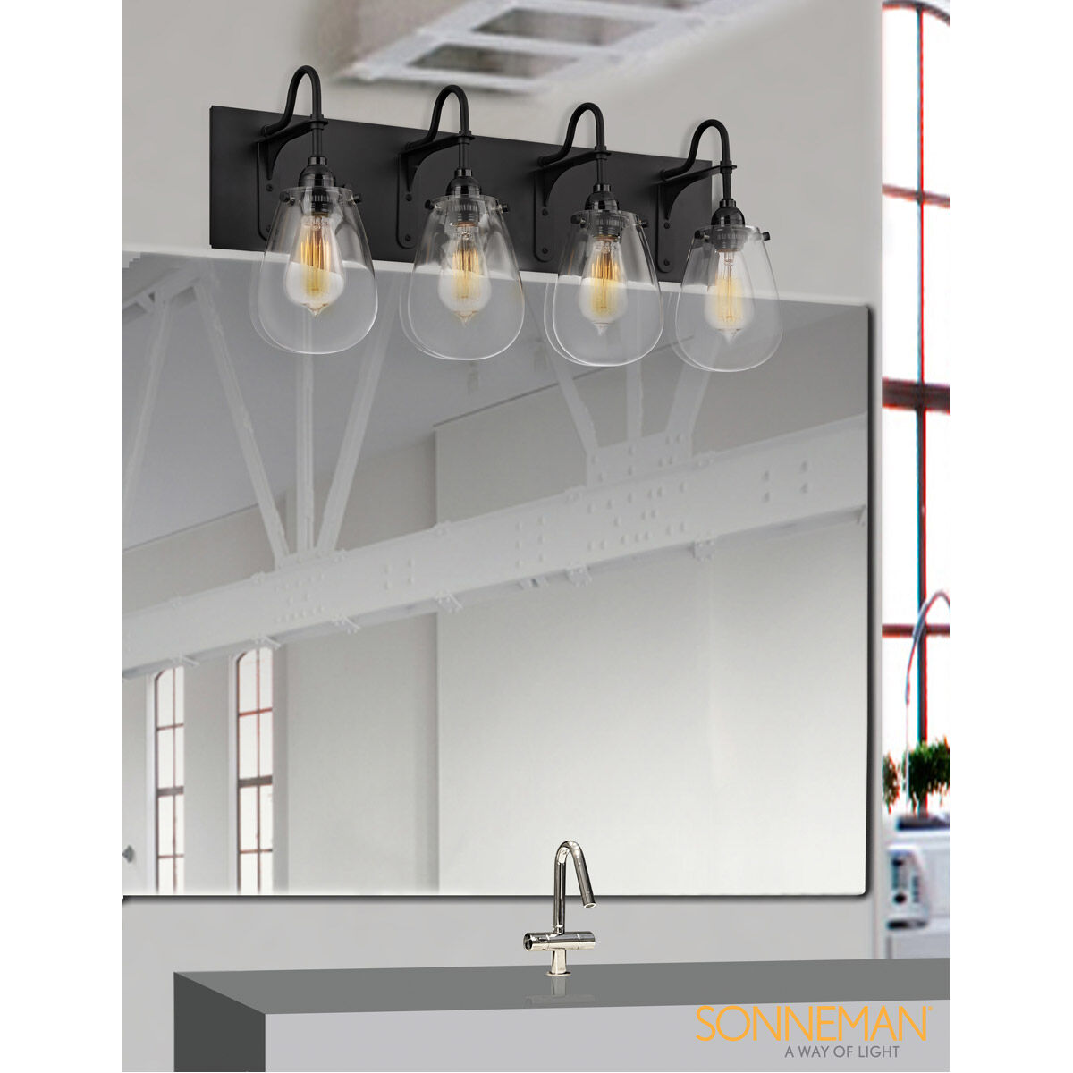 Chelsea 4 Light 26 inch Satin Black Bath Bar Wall Light in 26.25 in.