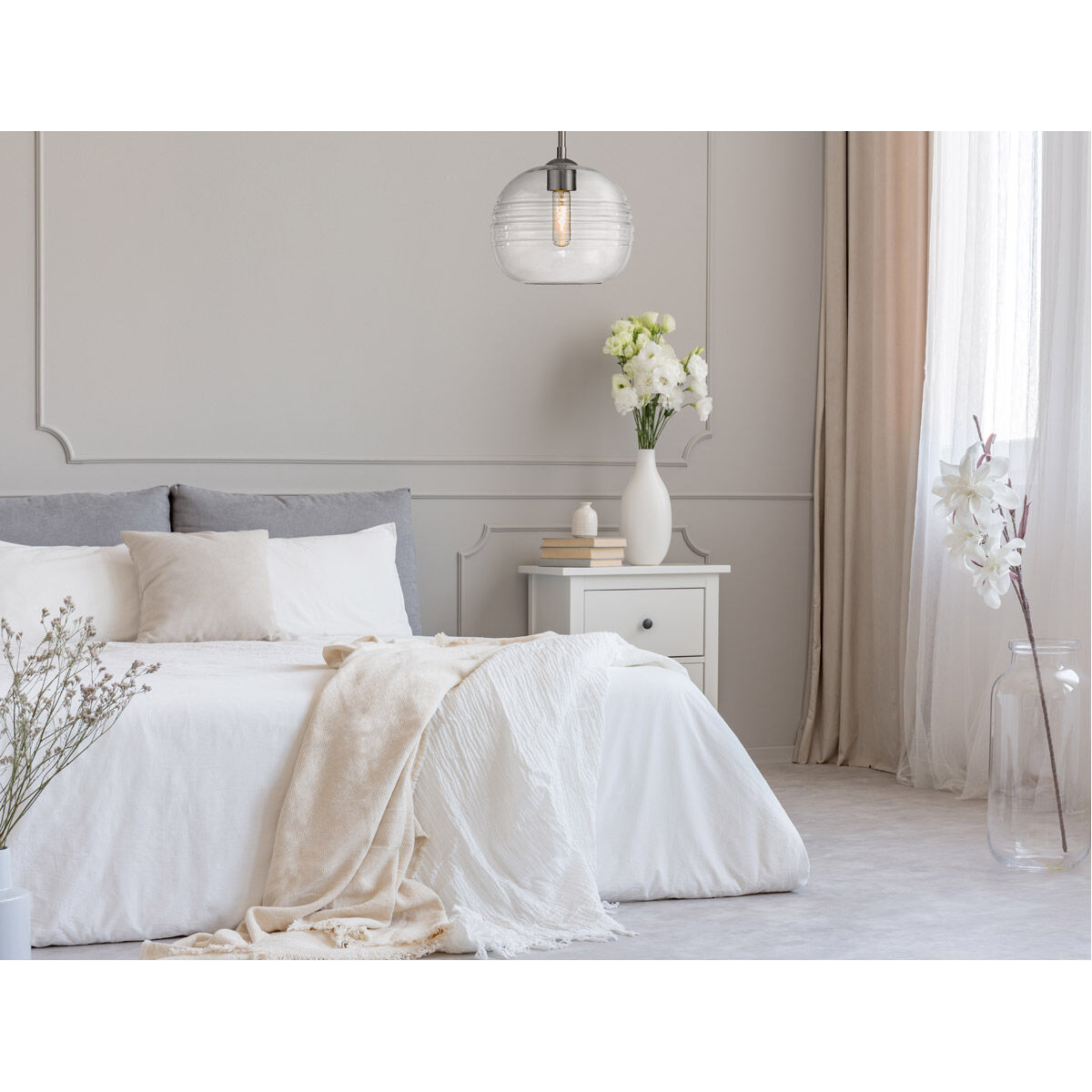 Harmony 1 Light 10 inch Brushed Nickel Pendant Ceiling Light