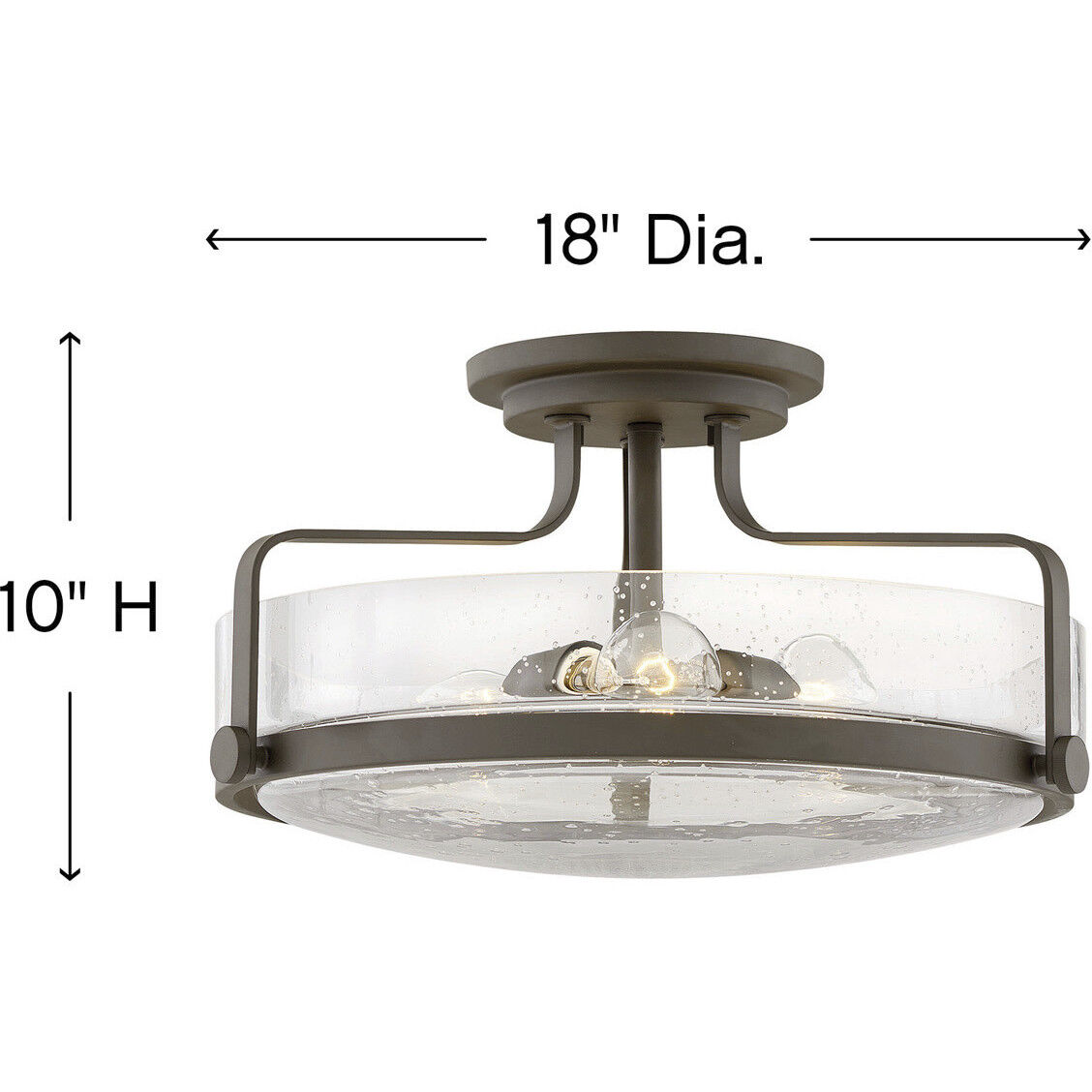 Harper 3 Light 18 inch Oil Rubbed Bronze Indoor Semi-Flush Mount Ceiling Light in Clear Seedy