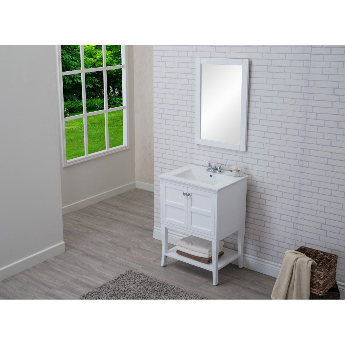 Mason 24 X 33.25 inch White and Chrome Vanity Set