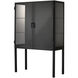 Chauncey Wide Black Iron & Clear Glass Curio Bar Cabinet