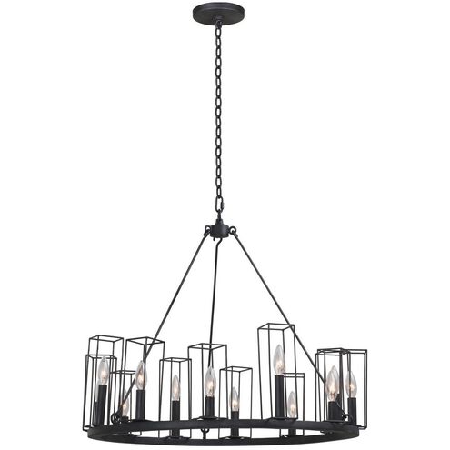 Allston 12 Light 28 inch Black Iron Chandelier Ceiling Light