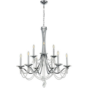 Empress 9 Light 34 inch Chrome with Optic Glass Inserts Chandelier Ceiling Light