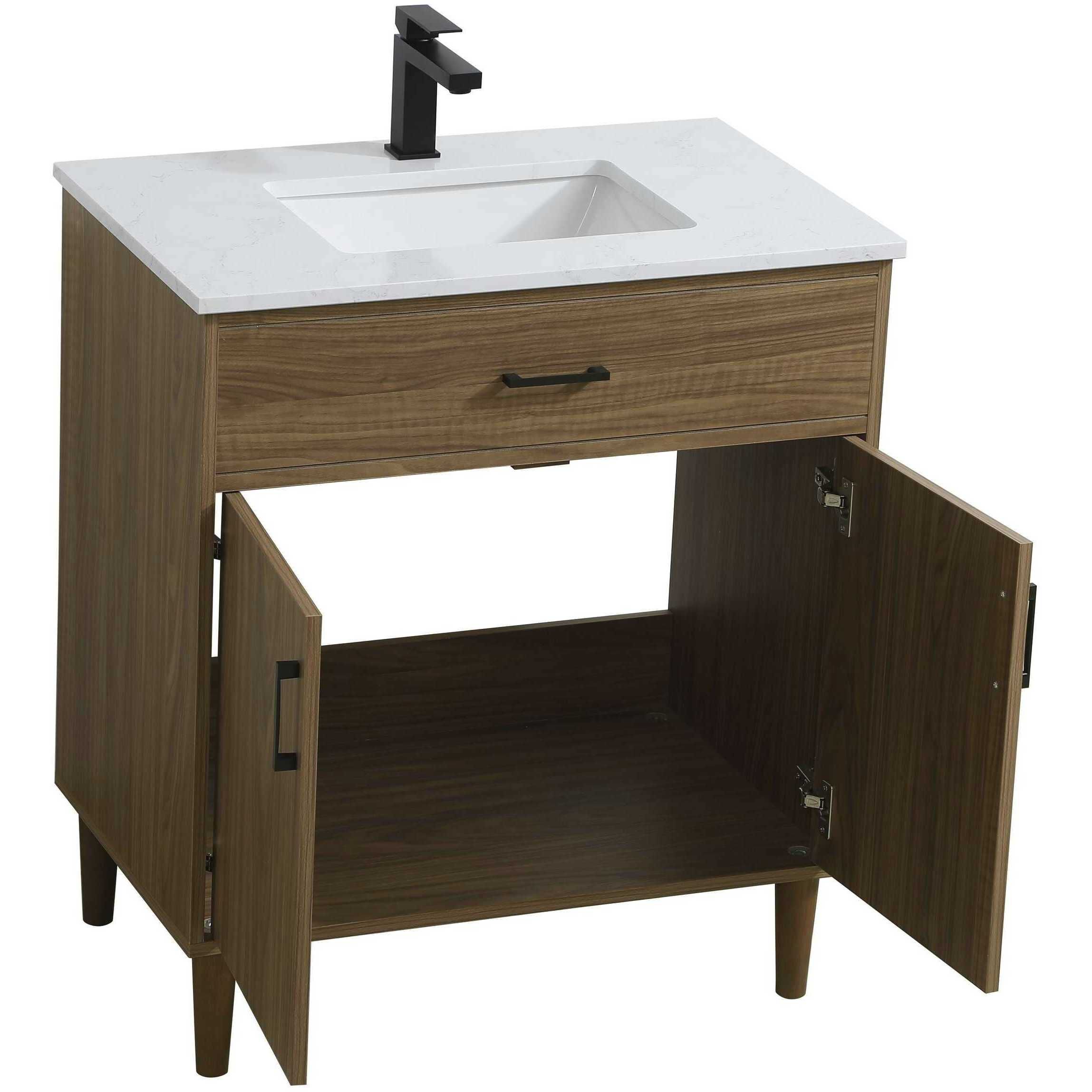 Chandler 30 X 34 inch Walnut Brown Bathroom Vanity Cabinet