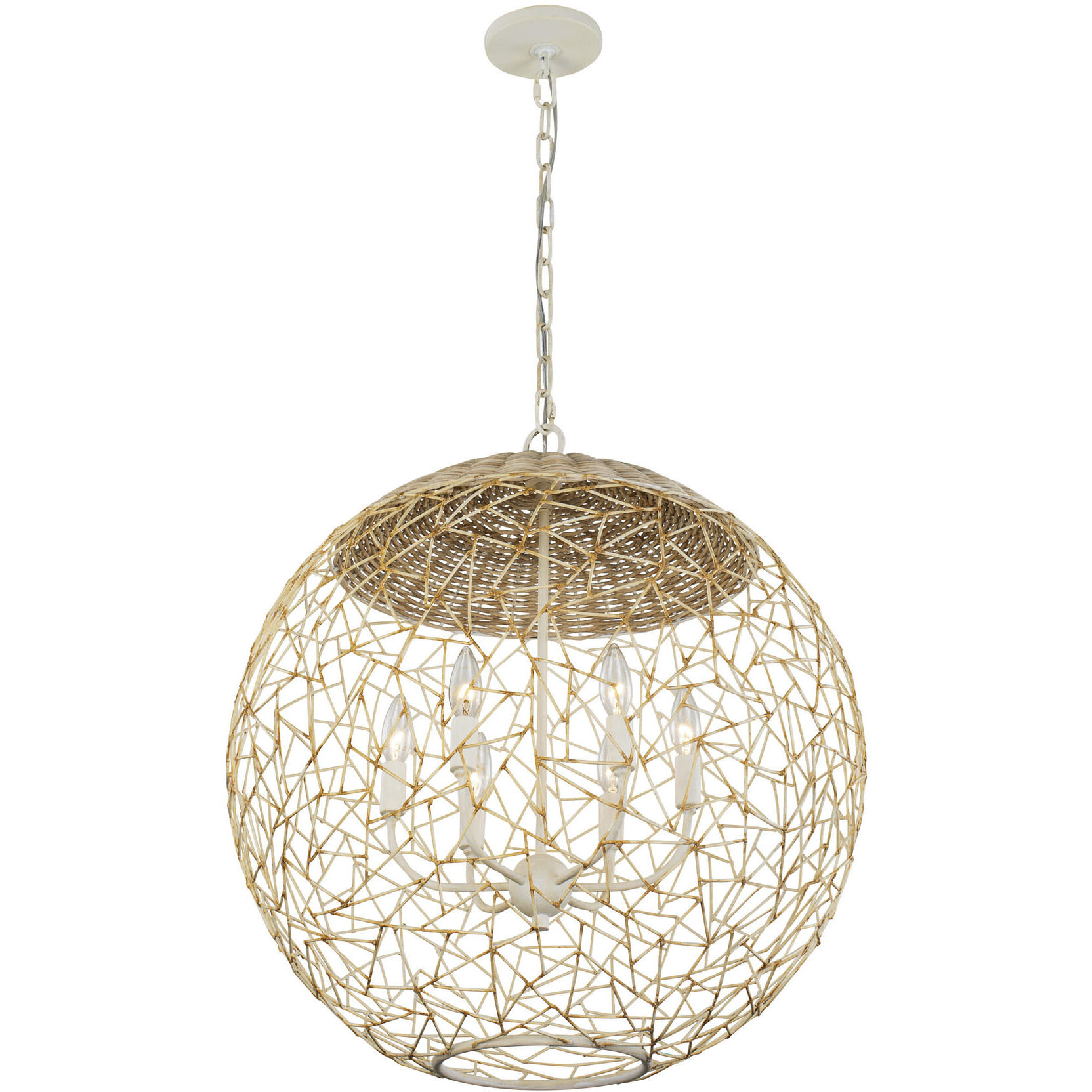 Cayman 6 Light 24 inch Country White Pendant Ceiling Light