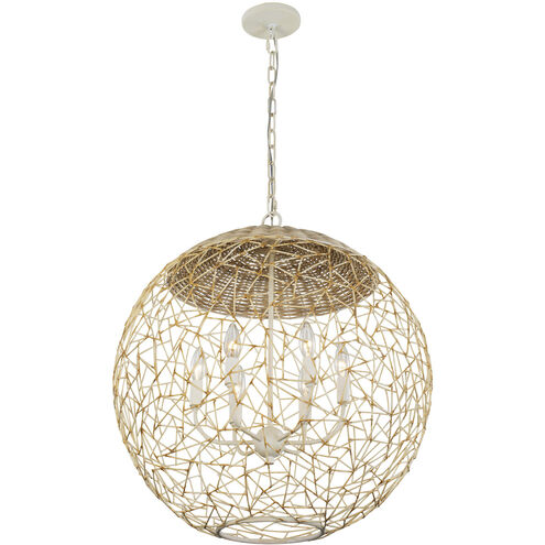 Cayman 6 Light 24 inch Country White Pendant Ceiling Light
