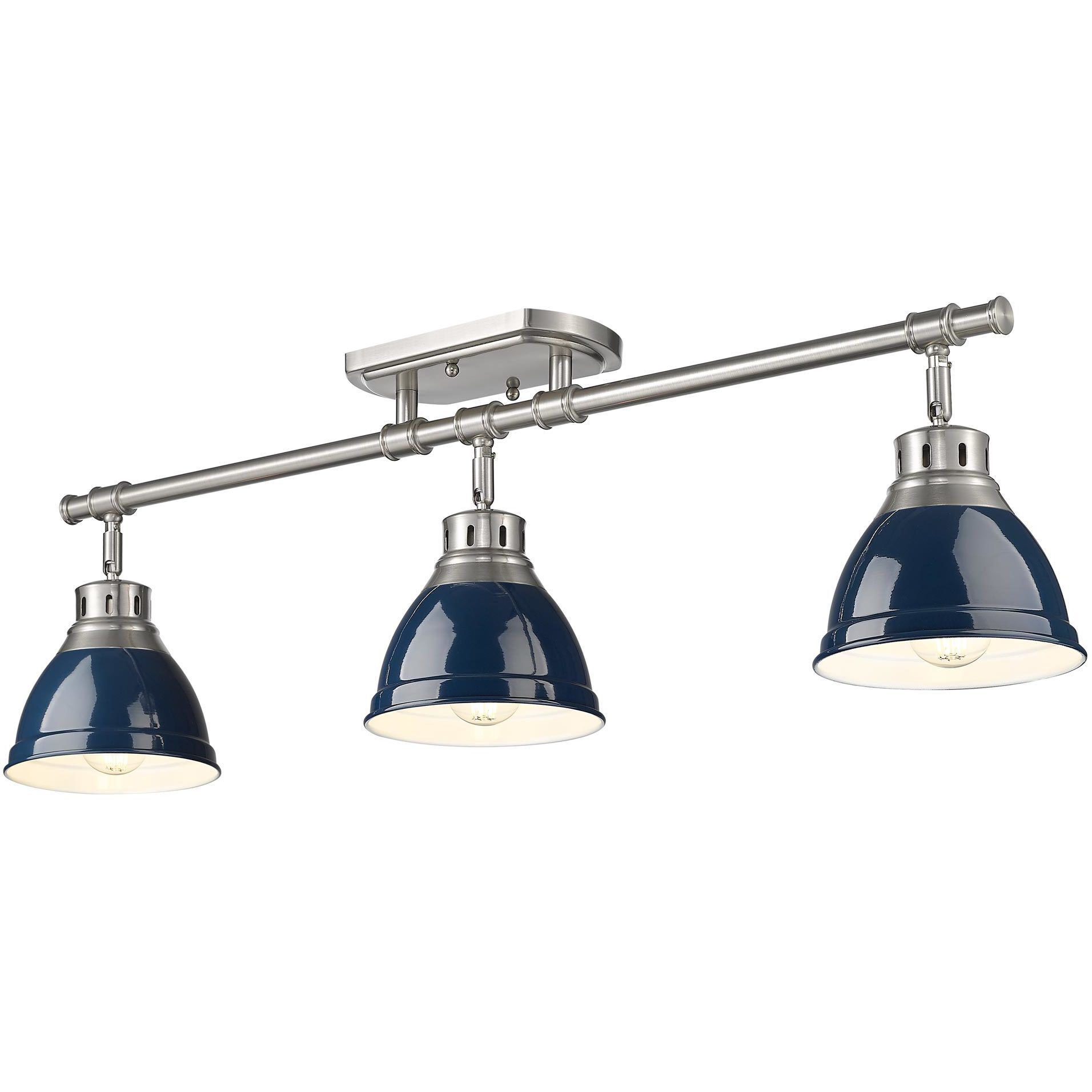 Yep Duncan 3 Light 35.38 inch Pewter Semi-Flush Mount Ceiling Light in Navy