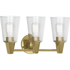 Wheatley 3 Light 17.25 inch Modern Brass Wall Sconce Wall Light in Clear Glass