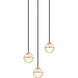 Misty 3 Light 13.63 inch Aged Gold Brass Pendant Ceiling Light
