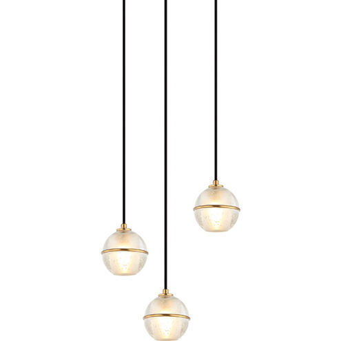 Misty 3 Light 13.63 inch Aged Gold Brass Pendant Ceiling Light