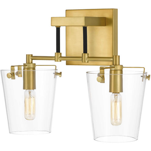 Arlo 2 Light 14 inch Black/Satin Brass Bath Vanity Light Wall Light