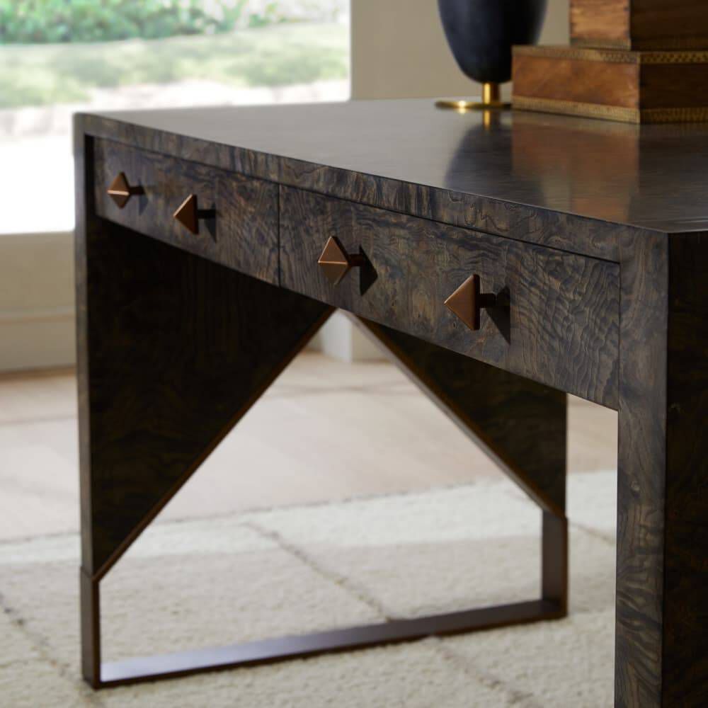 Jupiter 56 X 28 inch Truffle Burl and Antique Brass Desk