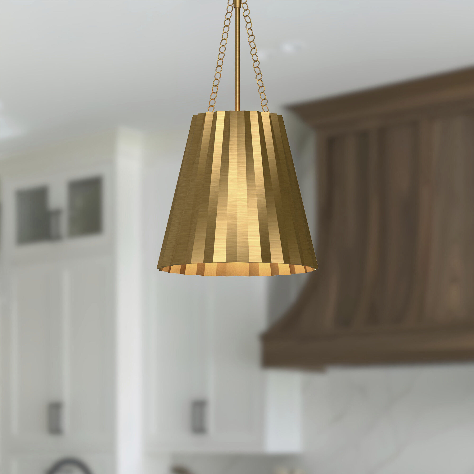 Alora Mood Plisse Pendant Ceiling Light in Aged Gold
